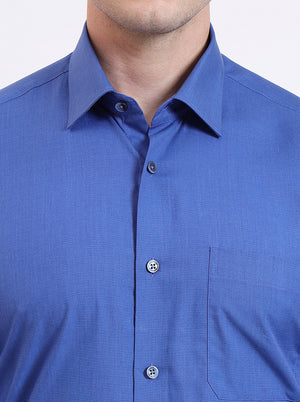 Royal Blue Solid Regular Fit Formal Shirt | JadeBlue