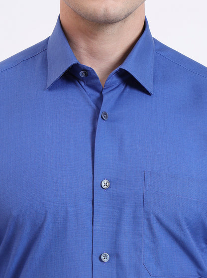 Royal Blue Solid Regular Fit Formal Shirt | JadeBlue