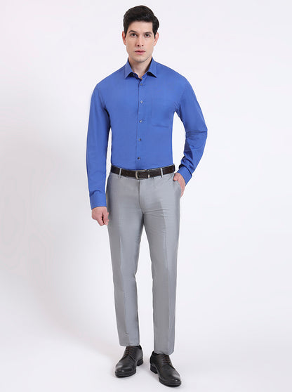 Royal Blue Solid Regular Fit Formal Shirt | JadeBlue