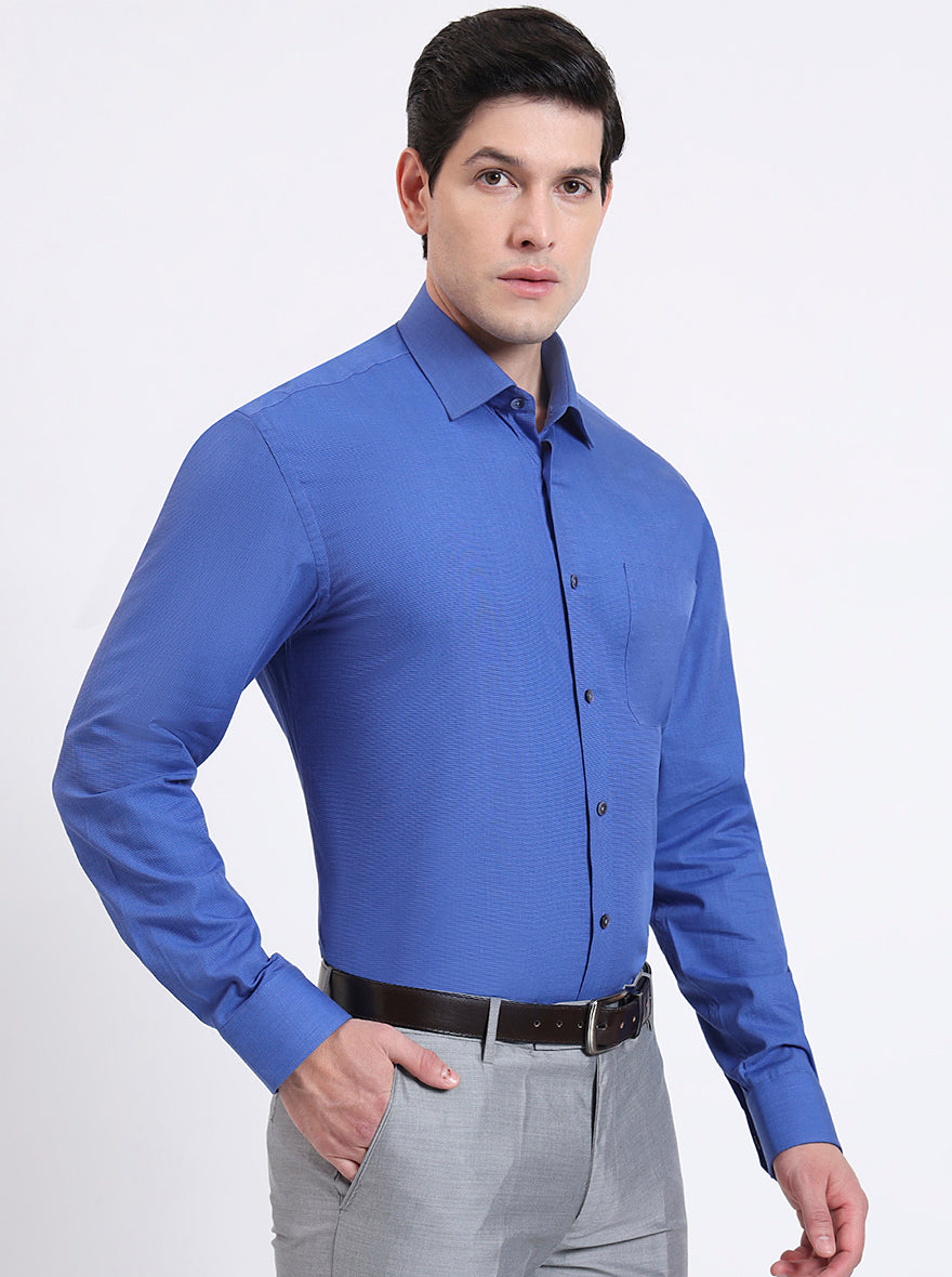 Royal Blue Solid Regular Fit Formal Shirt | JadeBlue