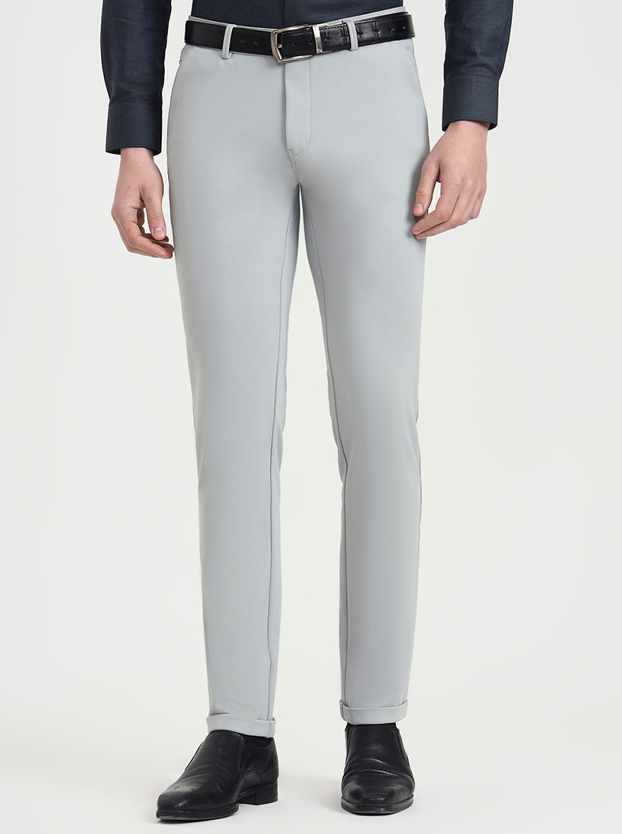 Light Grey Solid Slim Fit Club Wear Trouser | Wyre