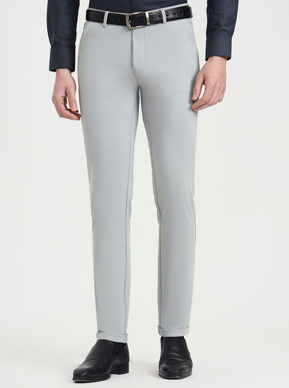 Light Grey Solid Slim Fit Club Wear Trouser | Wyre