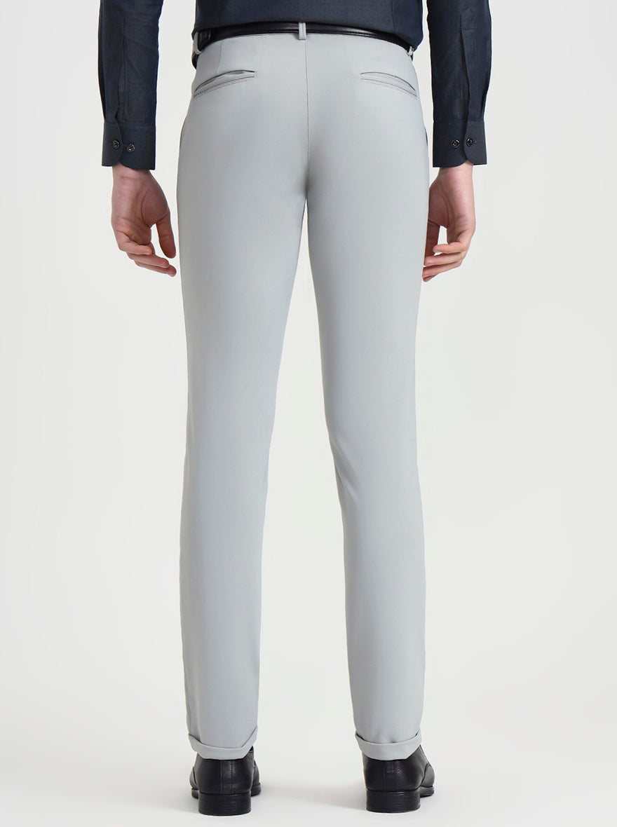 Light Grey Solid Slim Fit Club Wear Trouser | Wyre