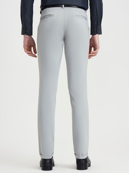 Light Grey Solid Slim Fit Club Wear Trouser | Wyre