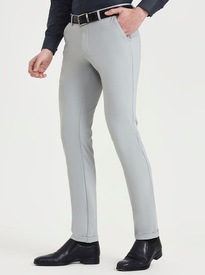 Light Grey Solid Slim Fit Club Wear Trouser | Wyre