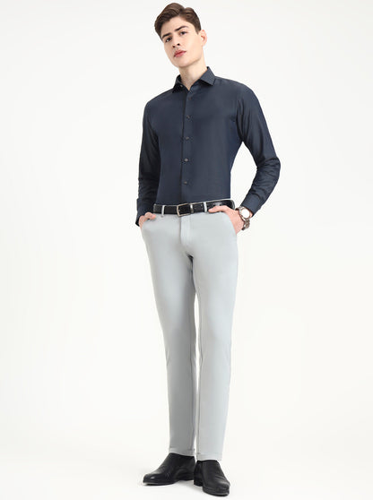 Light Grey Solid Slim Fit Club Wear Trouser | Wyre