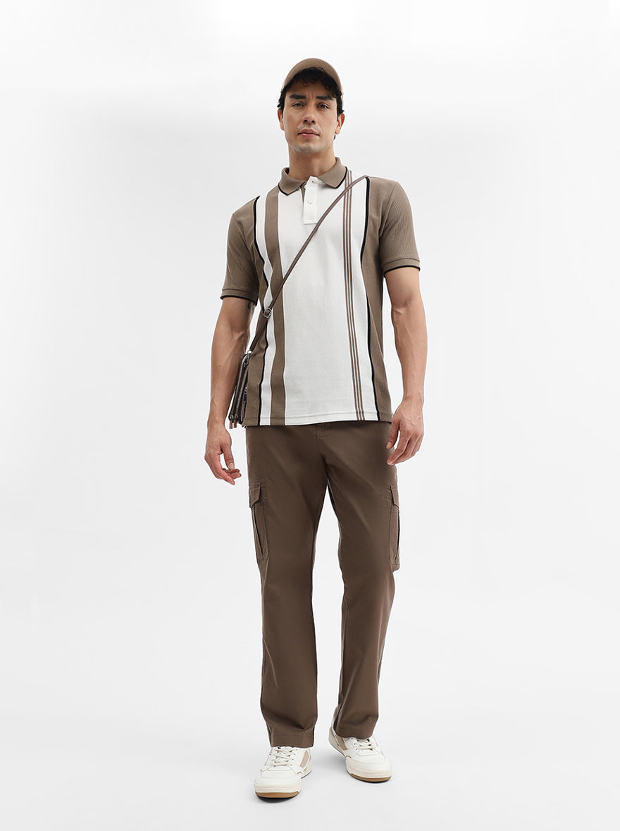 Brown Solid Slim Fit Cargo Pant | Greenfibre
