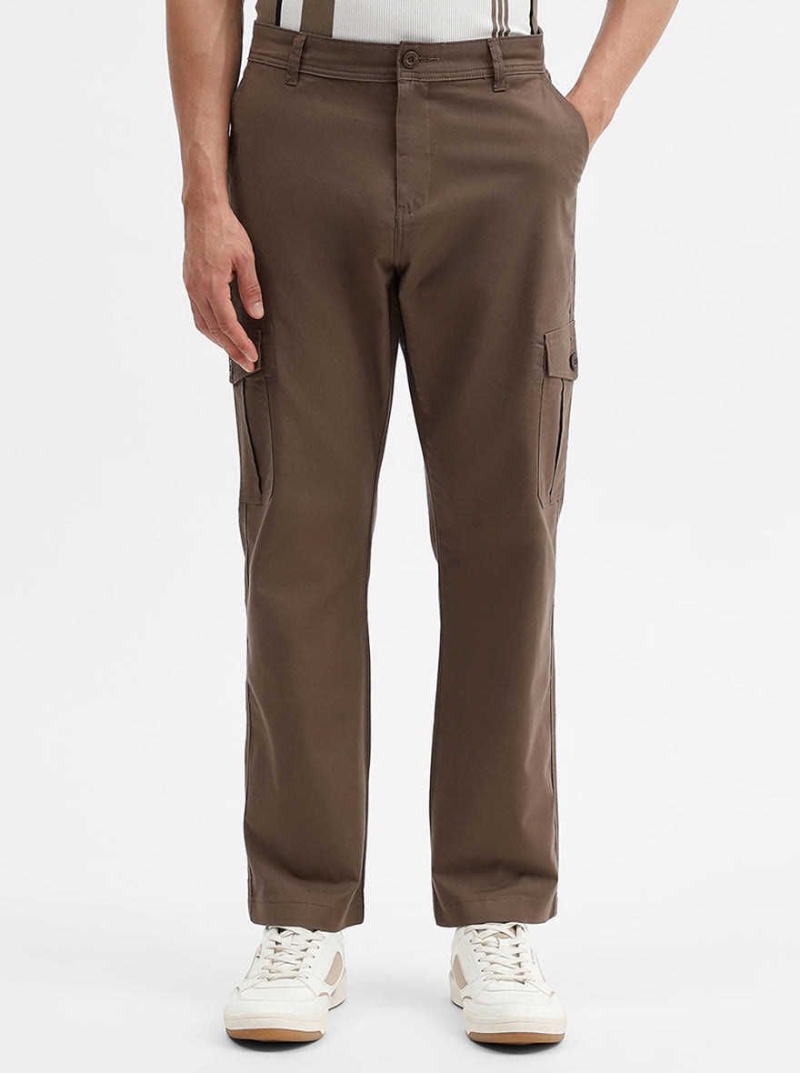 Brown Solid Slim Fit Cargo Pant | Greenfibre
