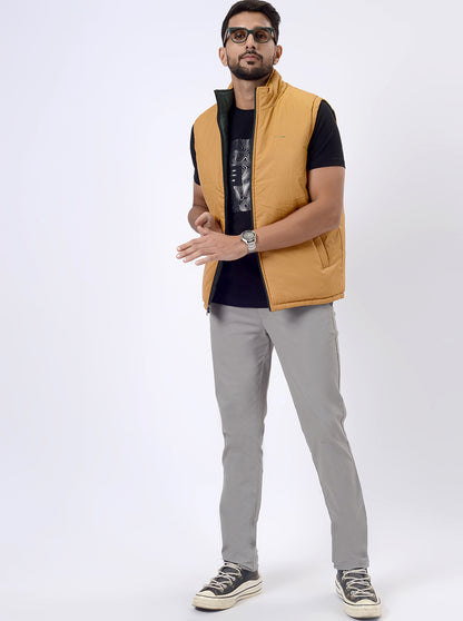 Grass Green & Musturd Solid Regular Fit Winter Jacket | JadeBlue