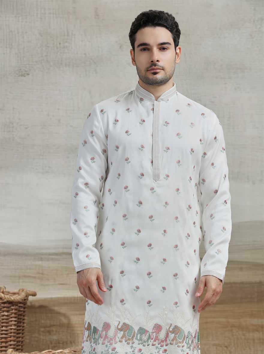 White Embroidered Kurta Pajama | Virasana