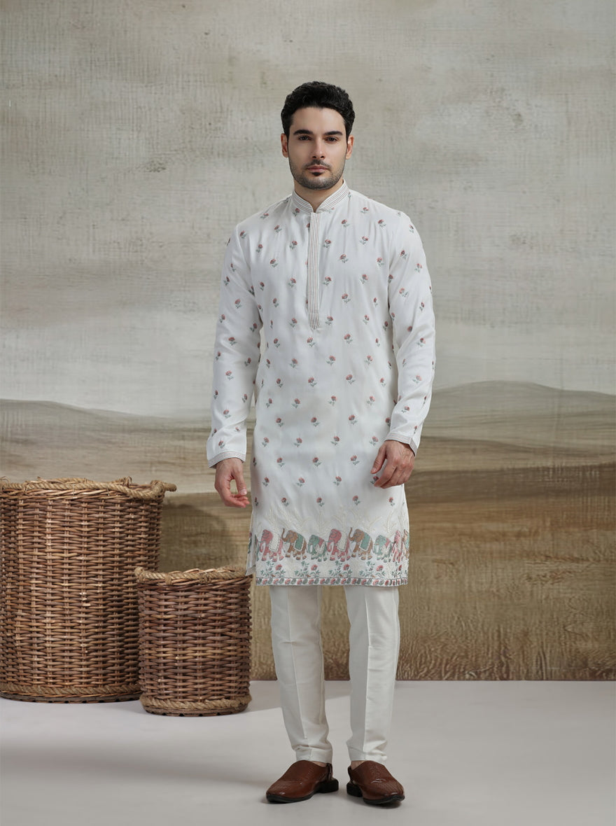 White Embroidered Kurta Pajama | Virasana