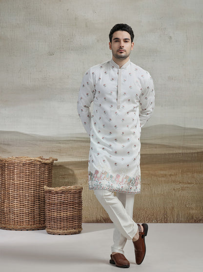 White Embroidered Kurta Pajama | Virasana