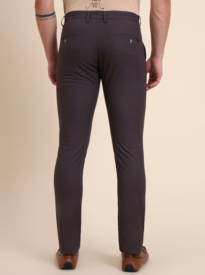 Dark Grey Solid Super Slim Fit Casual Trouser | Greenfibre
