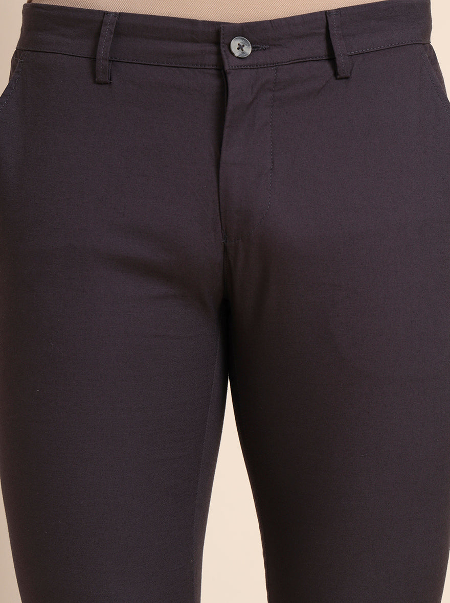 Dark Grey Solid Super Slim Fit Casual Trouser | Greenfibre