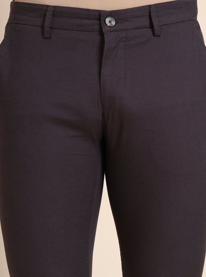 Dark Grey Solid Super Slim Fit Casual Trouser | Greenfibre