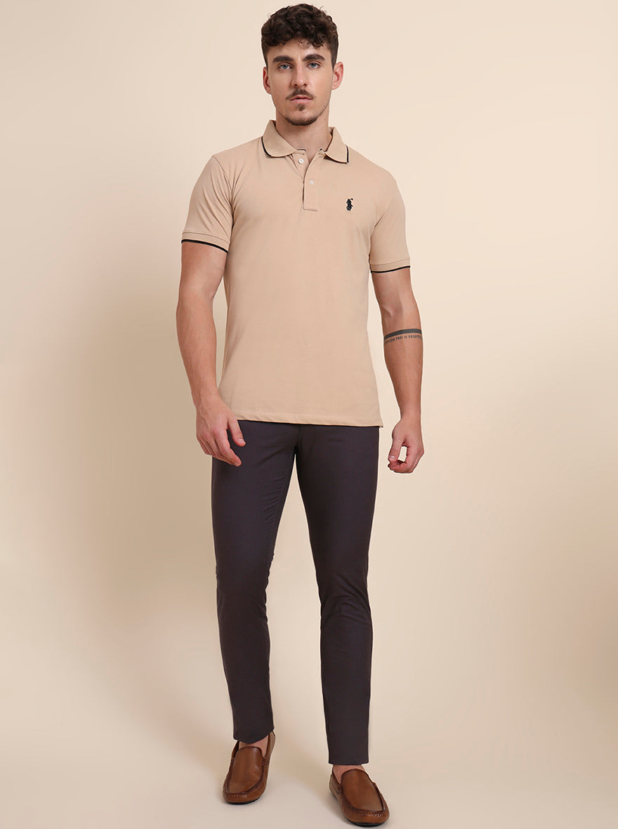 Dark Grey Solid Super Slim Fit Casual Trouser | Greenfibre