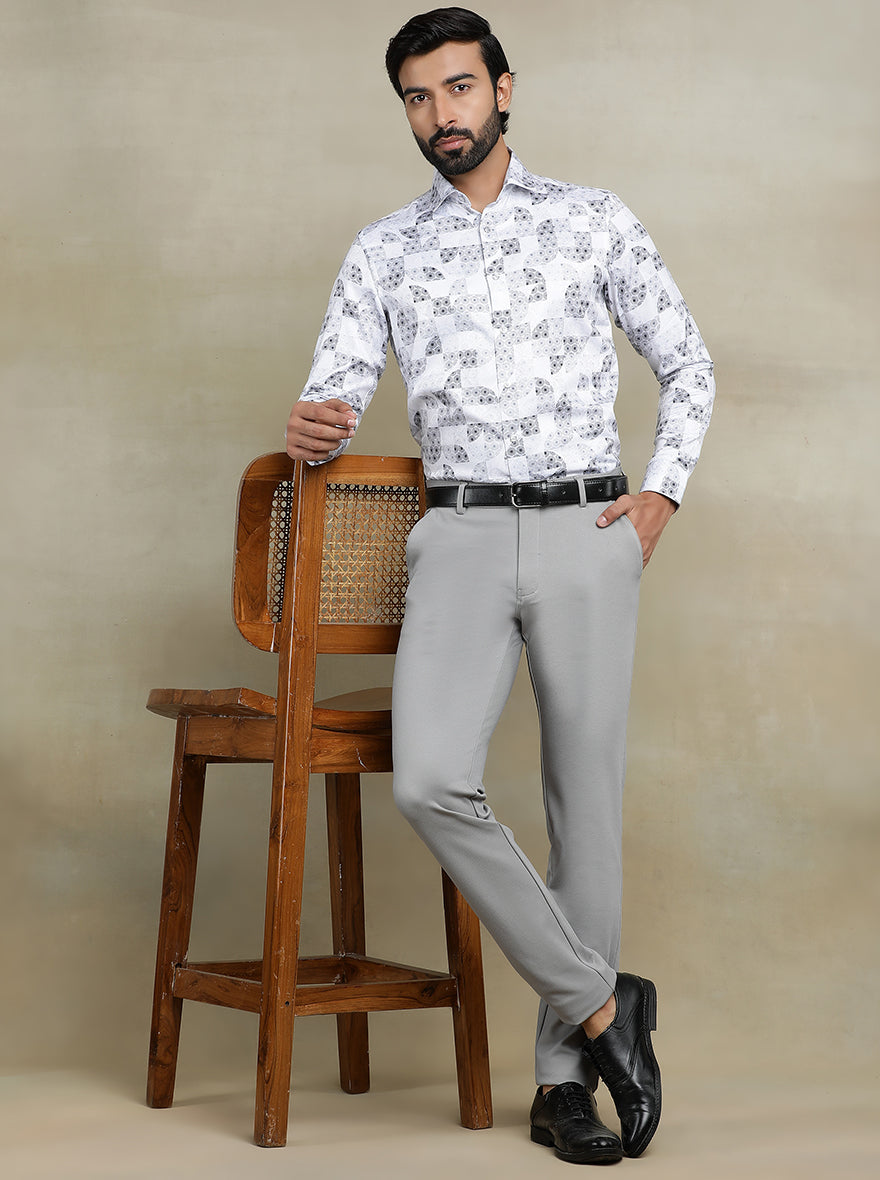 White Printed Slim fit Party Wear Shirt | Wyre