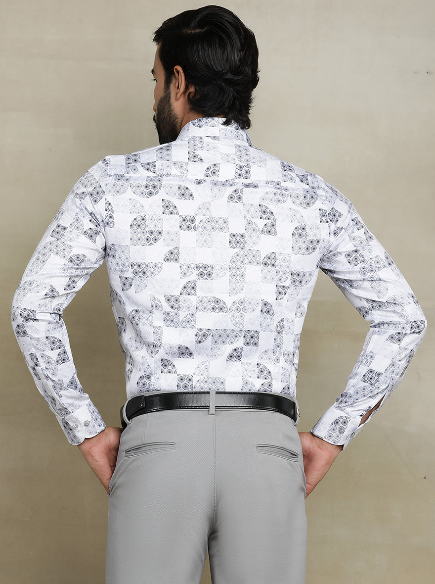 White Printed Slim fit Party Wear Shirt | Wyre