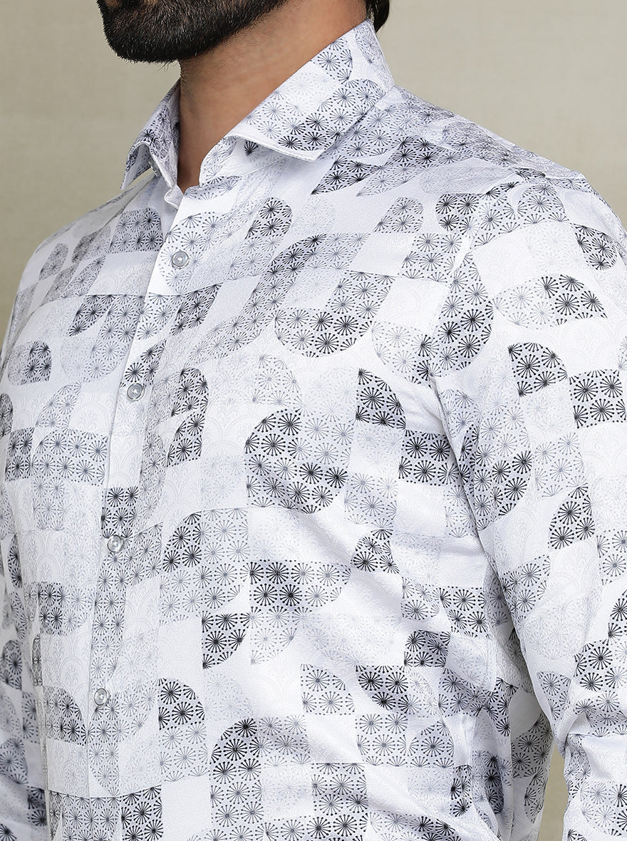White Printed Slim fit Party Wear Shirt | Wyre
