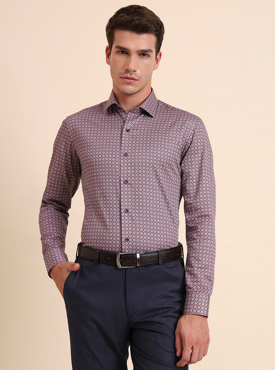 Maroon Printed Slim Fit Party Wear Shirt | Greenfibre