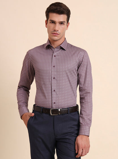Maroon Printed Slim Fit Party Wear Shirt | Greenfibre