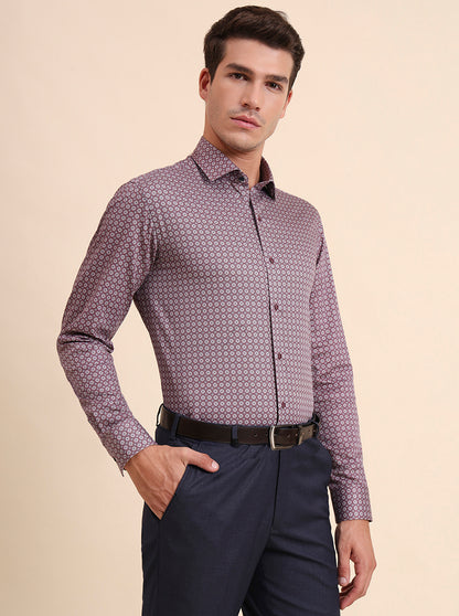 Maroon Printed Slim Fit Party Wear Shirt | Greenfibre