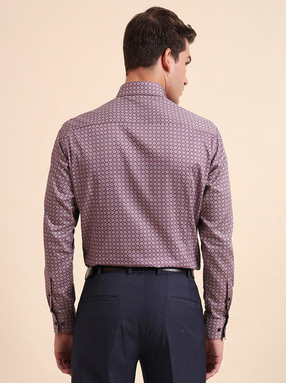 Maroon Printed Slim Fit Party Wear Shirt | Greenfibre
