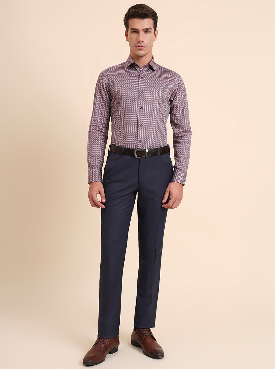 Maroon Printed Slim Fit Party Wear Shirt | Greenfibre