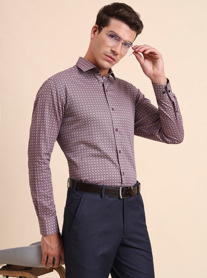 Maroon Printed Slim Fit Party Wear Shirt | Greenfibre