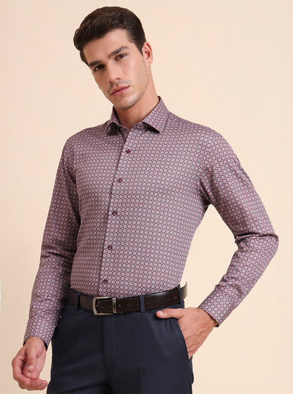 Maroon Printed Slim Fit Party Wear Shirt | Greenfibre
