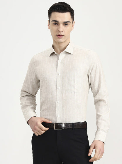 Natural Striped Slim Fit Formal Shirt | JadeBlue