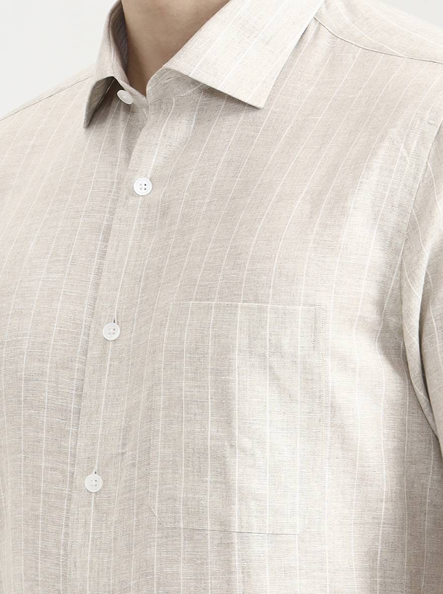 Natural Striped Slim Fit Formal Shirt | JadeBlue