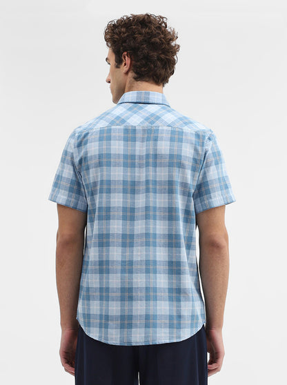 Blue Checked Slim Fit Casual Shirt | JadeBlue