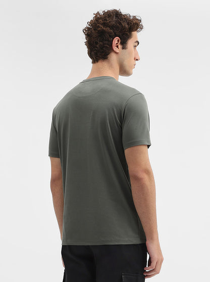 Olive Green Printed Slim Fit T-Shirt | JadeBlue
