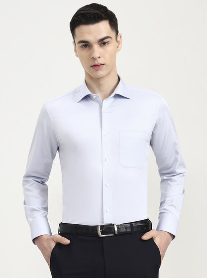 Sky Blue Solid Slim Fit Formal Shirt | JadeBlue Super Luxe
