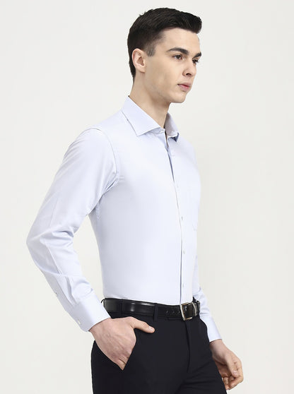 Sky Blue Solid Slim Fit Formal Shirt | JadeBlue Super Luxe