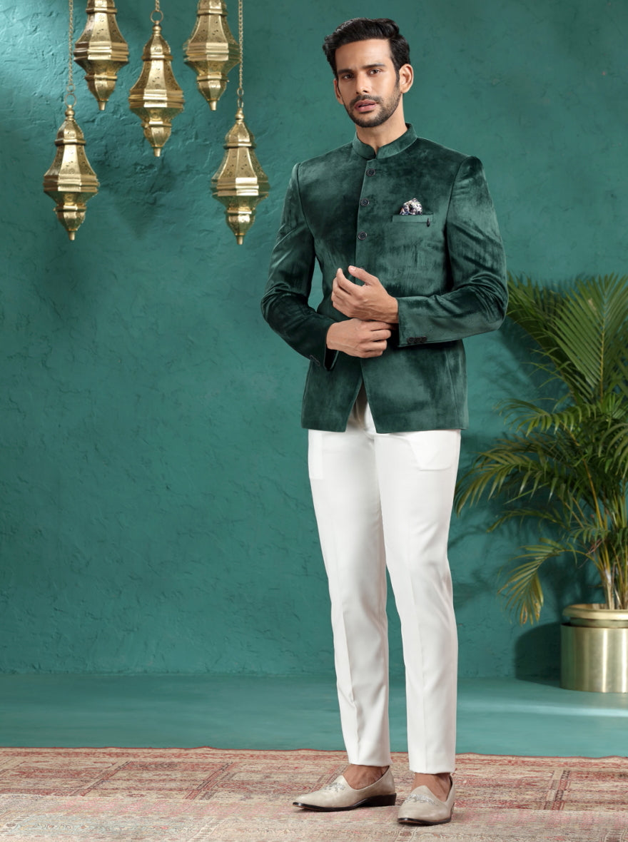 Green Solid  Jodhpuri Suit | JadeBlue