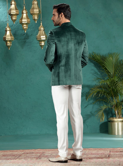 Green Solid  Jodhpuri Suit | JadeBlue