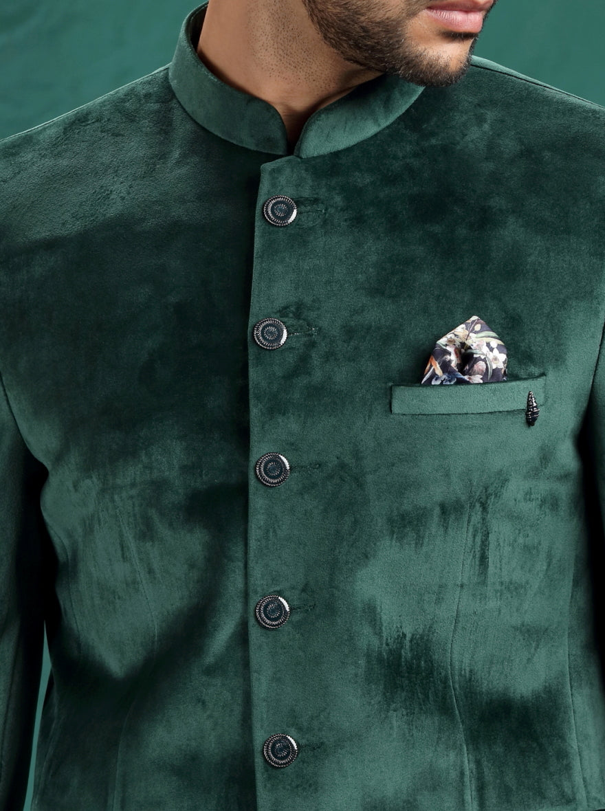 Green Solid  Jodhpuri Suit | JadeBlue