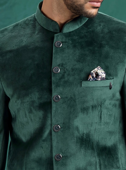 Green Solid  Jodhpuri Suit | JadeBlue