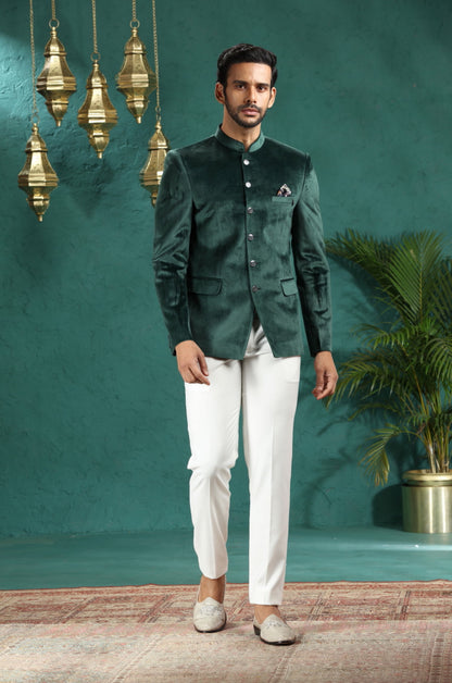 Green Solid  Jodhpuri Suit | JadeBlue