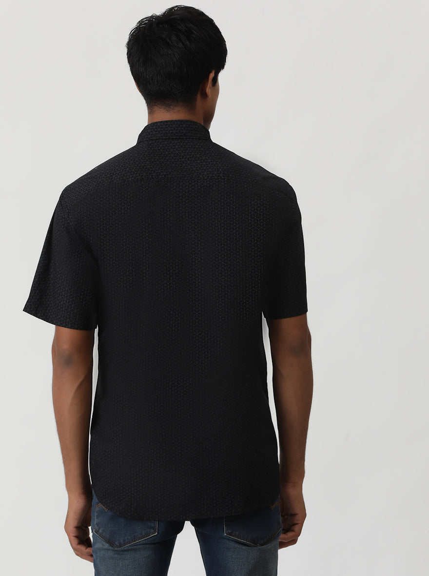 Black Printed Smart Fit Semi Casual Shirt | Greenfibre