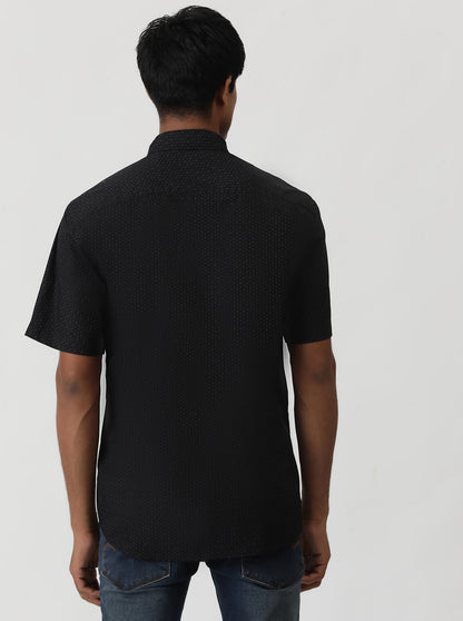 Black Printed Smart Fit Semi Casual Shirt | Greenfibre