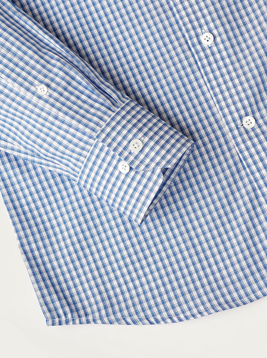 Blue Checked Slim Fit Formal Shirt | JadeBlue Super Luxe