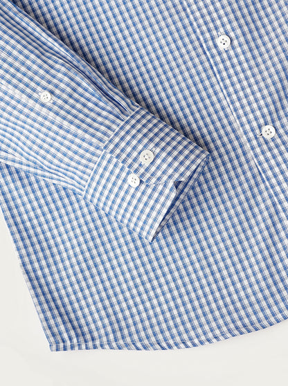Blue Checked Slim Fit Formal Shirt | JadeBlue Super Luxe