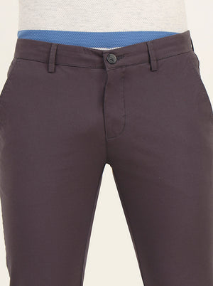 Grey Solid Super Slim Fit Casual Trouser | Greenfibre