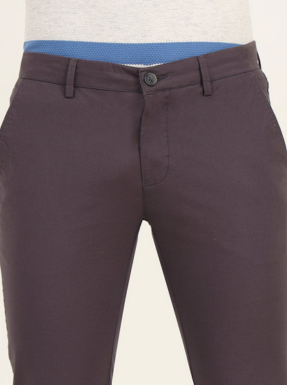 Grey Solid Super Slim Fit Casual Trouser | Greenfibre