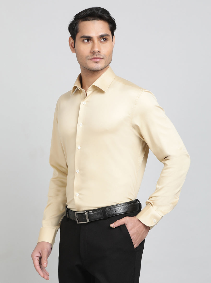 Fawn Solid Slim Fit Party Wear Shirt | Wyre
