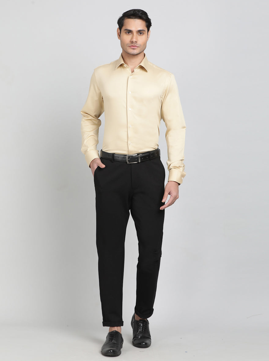 Fawn Solid Slim Fit Party Wear Shirt | Wyre