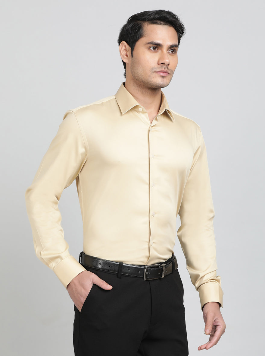 Fawn Solid Slim Fit Party Wear Shirt | Wyre